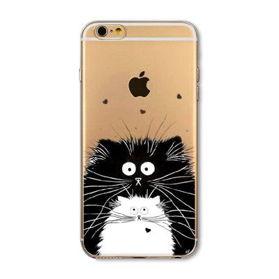 Phone Bag Case Cover for iPhone 4S 5 5S SE 6 6S 6Plus 6s Plus Thin Transparent Soft Cat Owl Rabbit Tiger Printed Phone Cover