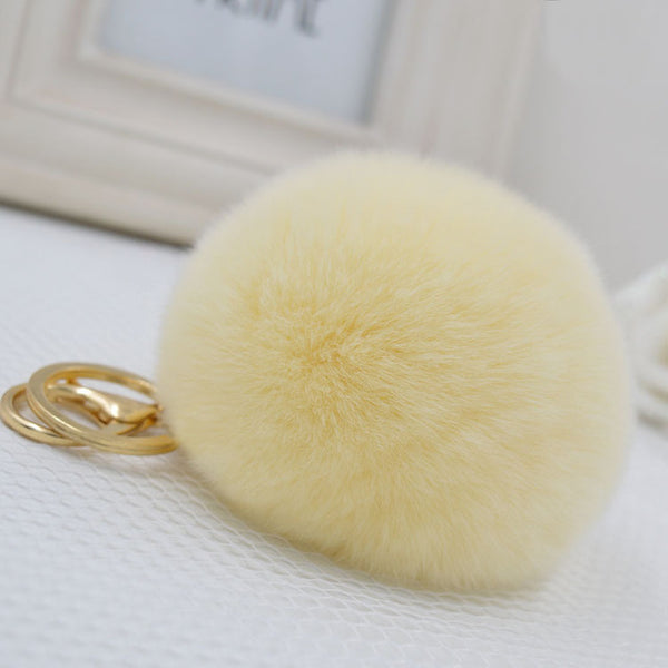 8CM Genuine rex Rabbit fur ball keychain Car key ring Bag Pendant fur pom fluffy  key chains