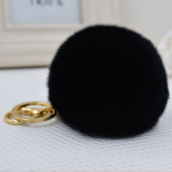 8CM Genuine rex Rabbit fur ball keychain Car key ring Bag Pendant fur pom fluffy  key chains