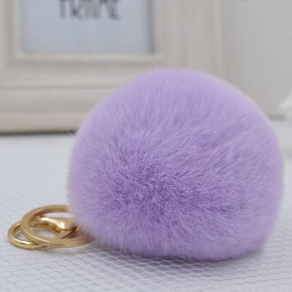 8CM Genuine rex Rabbit fur ball keychain Car key ring Bag Pendant fur pom fluffy  key chains