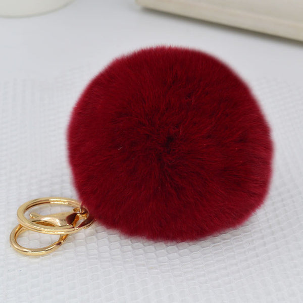 8CM Genuine rex Rabbit fur ball keychain Car key ring Bag Pendant fur pom fluffy  key chains