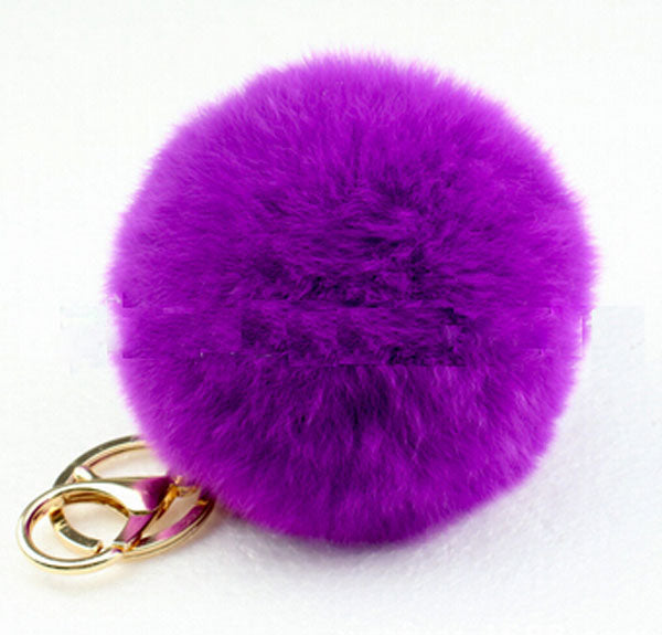 8CM Genuine rex Rabbit fur ball keychain Car key ring Bag Pendant fur pom fluffy  key chains
