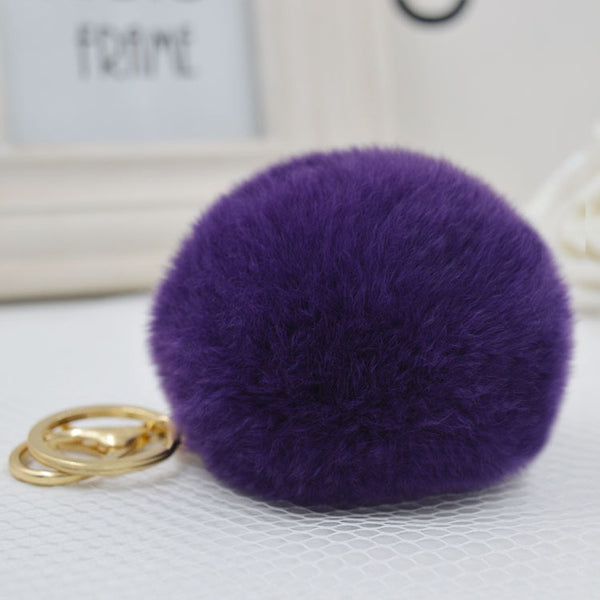8CM Genuine rex Rabbit fur ball keychain Car key ring Bag Pendant fur pom fluffy  key chains