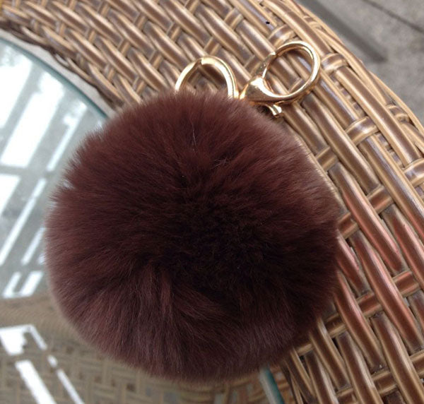 8CM Genuine rex Rabbit fur ball keychain Car key ring Bag Pendant fur pom fluffy  key chains