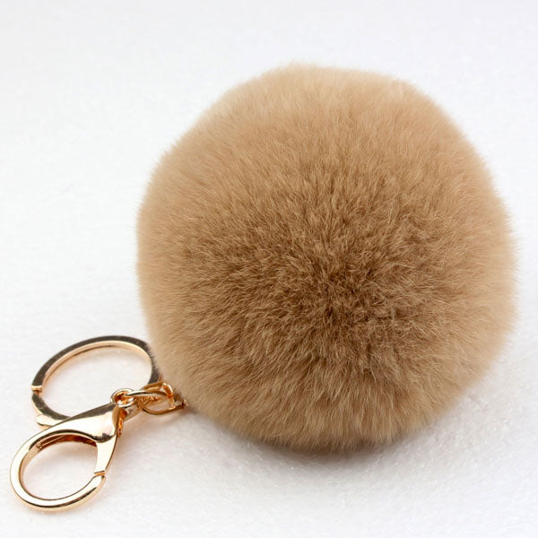 8CM Genuine rex Rabbit fur ball keychain Car key ring Bag Pendant fur pom fluffy  key chains