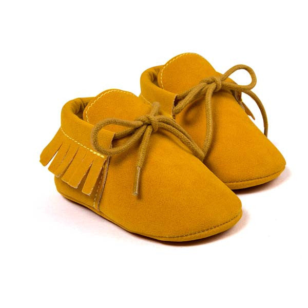 PU Suede Leather Newborn Baby Boy Girl Moccasins Soft Moccs Shoes Bebe Fringe Soft Soled Non-slip Footwear Crib Lace-up Shoe