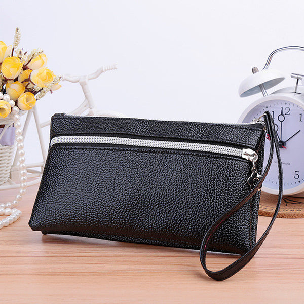 New 2016 Small Women Clutch COIN Purse Knitting PU Leather Women Bags with Phone Card Holder Zipper Pocket Girl Clutch Handbags