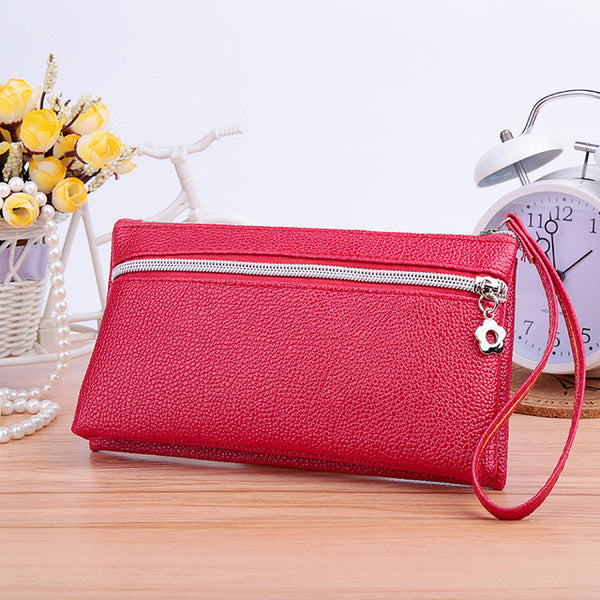 New 2016 Small Women Clutch COIN Purse Knitting PU Leather Women Bags with Phone Card Holder Zipper Pocket Girl Clutch Handbags