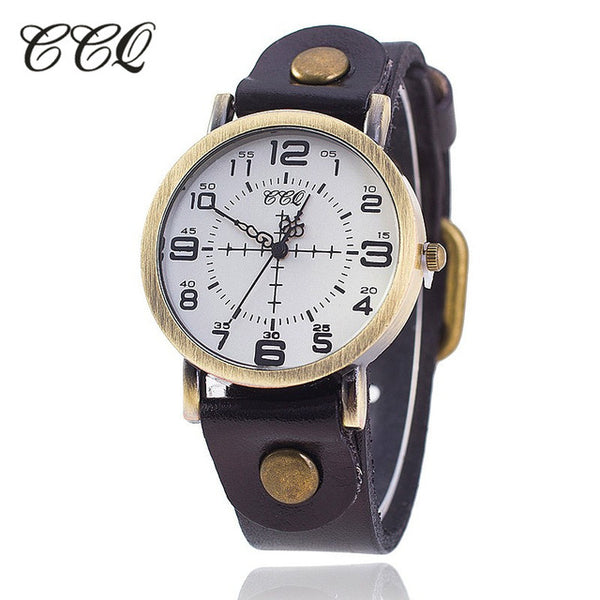 CCQ Brand Vintage Cow Leather Bracelet Watch Women WristWatch Casual Luxury Quartz Watch Relogio Feminino1821