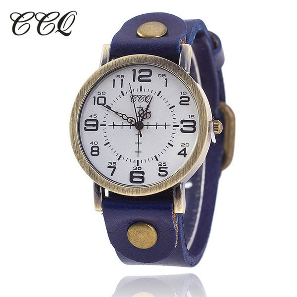 CCQ Brand Vintage Cow Leather Bracelet Watch Women WristWatch Casual Luxury Quartz Watch Relogio Feminino1821