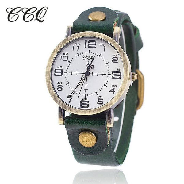 CCQ Brand Vintage Cow Leather Bracelet Watch Women WristWatch Casual Luxury Quartz Watch Relogio Feminino1821