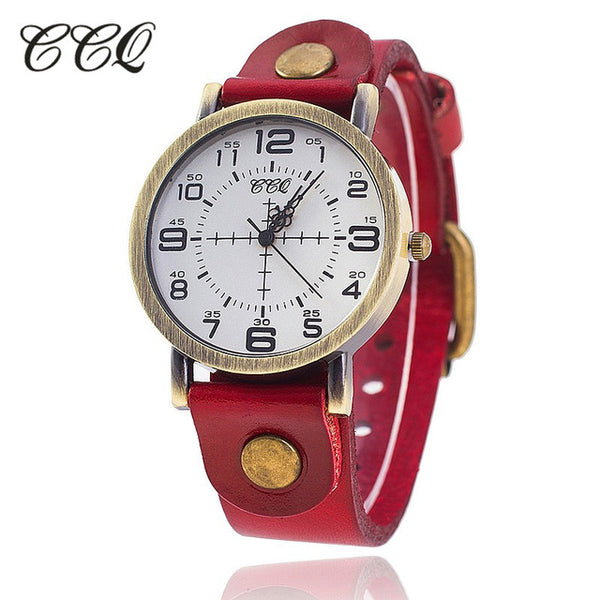 CCQ Brand Vintage Cow Leather Bracelet Watch Women WristWatch Casual Luxury Quartz Watch Relogio Feminino1821