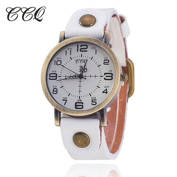 CCQ Brand Vintage Cow Leather Bracelet Watch Women WristWatch Casual Luxury Quartz Watch Relogio Feminino1821