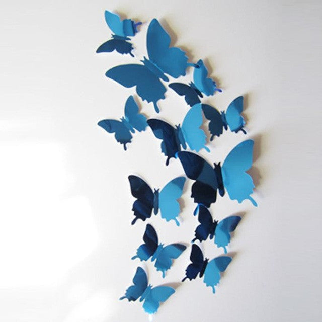 Happy Gifts 3D DIY Living Room Bedroom Home Decorate Wall Stickers Decal Butterflies Mirror Wall Art Home Decors