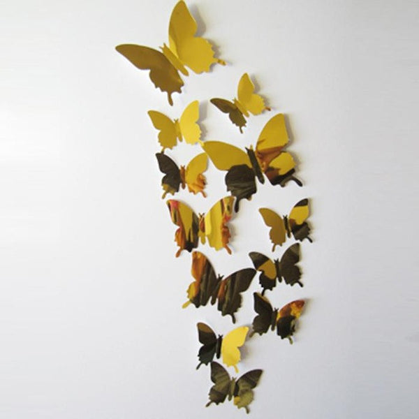 Happy Gifts 3D DIY Living Room Bedroom Home Decorate Wall Stickers Decal Butterflies Mirror Wall Art Home Decors
