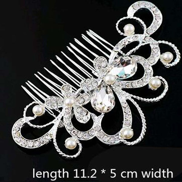 Women Girls Bridal Wedding Silver Crystal Rhinestone Diamante Flower Hair Clip Comb Pin Apparel Accessories Headwear Hair Combs