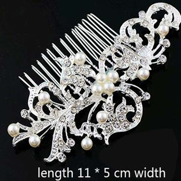 Women Girls Bridal Wedding Silver Crystal Rhinestone Diamante Flower Hair Clip Comb Pin Apparel Accessories Headwear Hair Combs