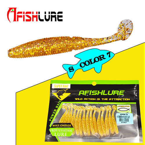 15pcs/lot T Tail Soft lure 50mm 1g paddle Tail soft Grubs Maggot Plastic Fishing Lure Soft Baits Jig Head Texas Rig bass fishing