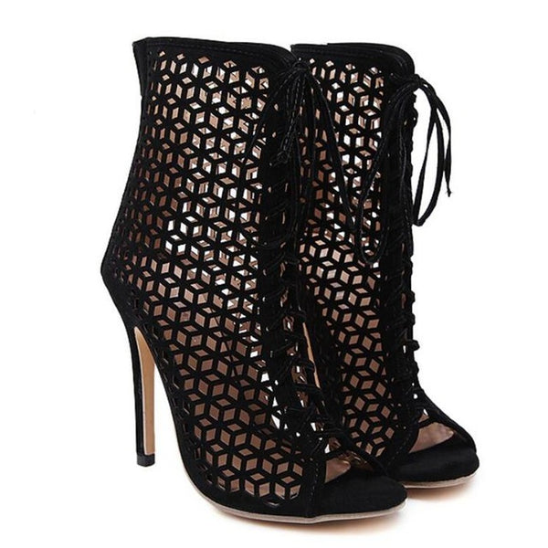 Summer Sandals Gladiator High Heels Women Sexy Front Open Cross Strap Stilettos Pumps Genova Shoes Woman Ankle Cool boots