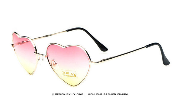 Heart shaped Sunglasses WOMEN red ladies metal Reflective LENES sun GLASSES MEN Mirror oculos de sol NEW sun GLASSES for women