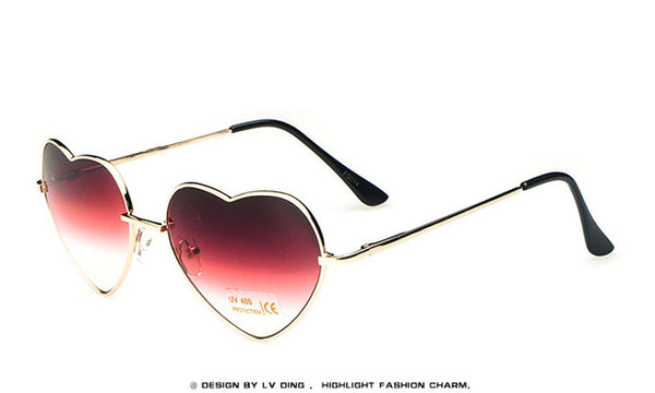 Heart shaped Sunglasses WOMEN red ladies metal Reflective LENES sun GLASSES MEN Mirror oculos de sol NEW sun GLASSES for women