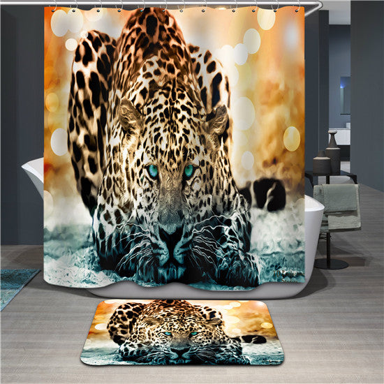 Bathroom Products Polyester Fabric 3D Elephant Printed Shower Curtains Waterproof Washable Curtains 180*180cm,12pcs Hooks