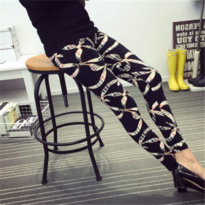 New 2017 Print Flower Leggings Leggins Plus Size Legins Guitar Plaid Thin Nine Pant Fashion Women Clothing aptitud Trousers K092