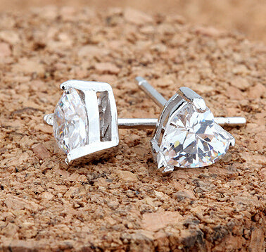 Trendy White 100% Real 925 Sterling Silver Earrings for Women Jewelry Cubic Zirconia Luxury Garnet Heart Stud Earring CE111