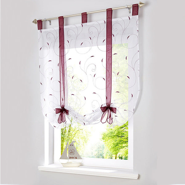 New Roman Leaf Tulle Window Treatments Sheer Curtains for Living Room the Bedroom Kitchen Tyra Panel Draperies and Blinds drapes