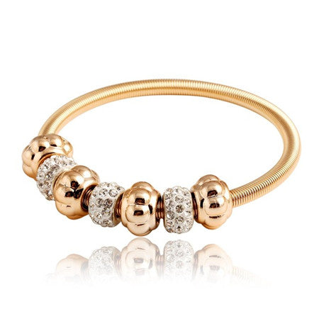 17KM Charm Gold Color Rock Weaving Alloy Zircon Elastic Pulseiras Feminina Charm Bracelets & Bangles For Women Fashion Jewelry