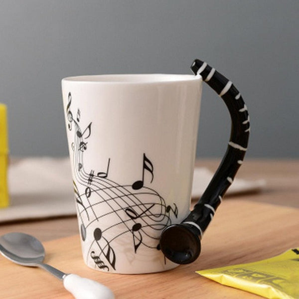 Creative Guitar Ceramic Cup Personality Music Note Milk Juice Lemon Mug Coffee Tea Cup Home Office Drinkware Unique Gift