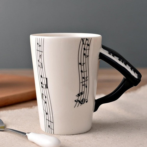 Creative Guitar Ceramic Cup Personality Music Note Milk Juice Lemon Mug Coffee Tea Cup Home Office Drinkware Unique Gift