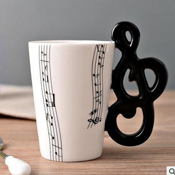 Creative Guitar Ceramic Cup Personality Music Note Milk Juice Lemon Mug Coffee Tea Cup Home Office Drinkware Unique Gift