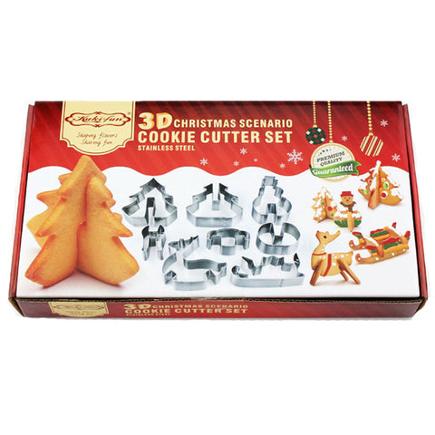 LIFETALK 8PCS/ Set DIY Stainless Steel Bakeware 3D Christmas Cookie Cutter