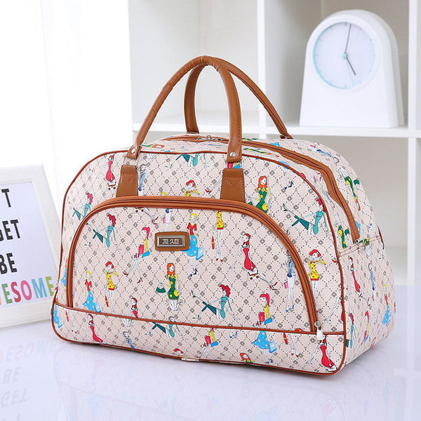 Women Travel Bags 2016 Fashion Pu Leather Large Capacity Waterproof Print Luggage Duffle Bag Casual Travel Bags PT1083