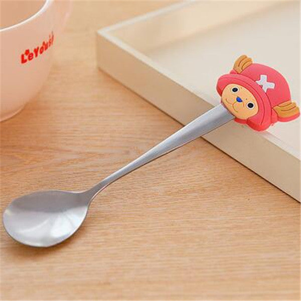 High Quality Stainless Steel Spoon Cute Silicone Cartoon Characters Children Toddler Soup Spoon Baby Coffee Spoon Dinnerware