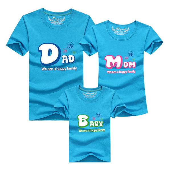 1piece Fashion Family Matching Outfits Tshirt 16 Color Clothes For matching family clothes mother father Baby short Sleeve Shirt