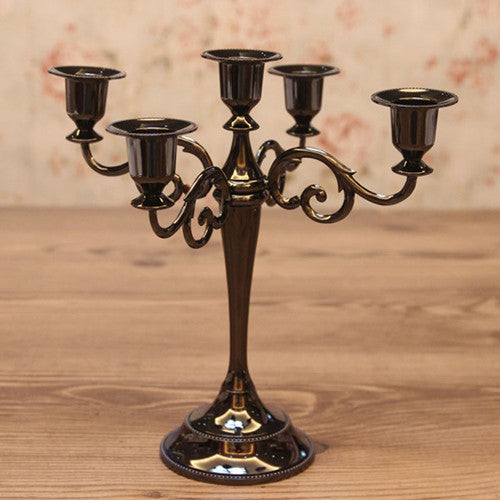Wholesale Silver/Gold/Black/Bronze Metal Candle Holder 5-arms Candle Stand Wedding Candlestick Candelabra