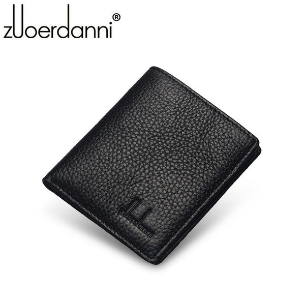 100% Genuine Leather Small Mini Ultra-thin Wallets men Compact wallet Handmade wallet Cowhide Card Holder Short Design purse New