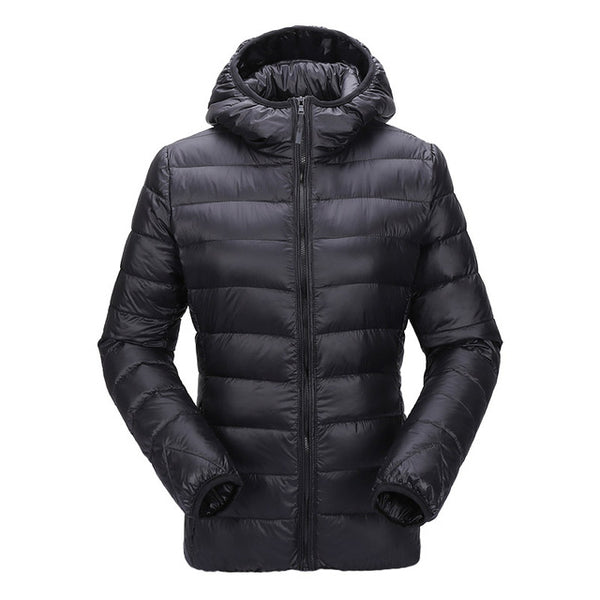 women ultra light down jacket hooded winter duck down jackets women slim long sleeve parka zipper coats 2017 AKITSUMA
