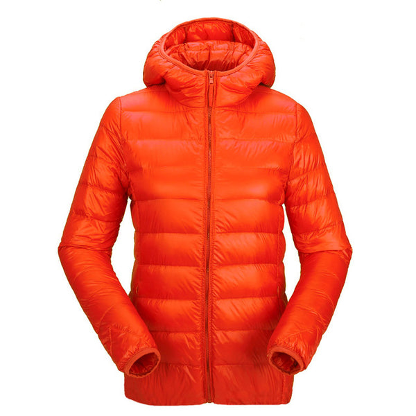 women ultra light down jacket hooded winter duck down jackets women slim long sleeve parka zipper coats 2017 AKITSUMA