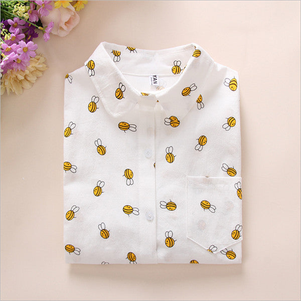 Ladies white Shirt 2016 Spring New Fashion cute Mouse Cartoon Blouse Long Sleeve Women Blouses Womens Tops Blusas Feminine Bluse