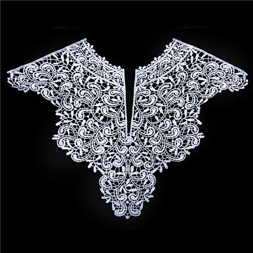 Beautiful 1pc Black & Off White Embroidery Big Flowers Lace Neckline Fabric, DIY Collar Lace Fabrics for Sewing Supplies Crafts
