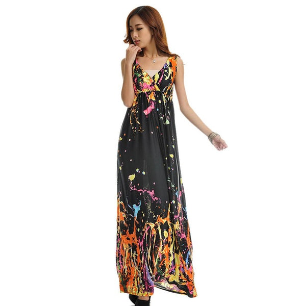 Women Summer Dress 2017 Printed Bohemian Beach Dress Plus Size 5XL Long Maxi Dress Robe Femme Vestidos
