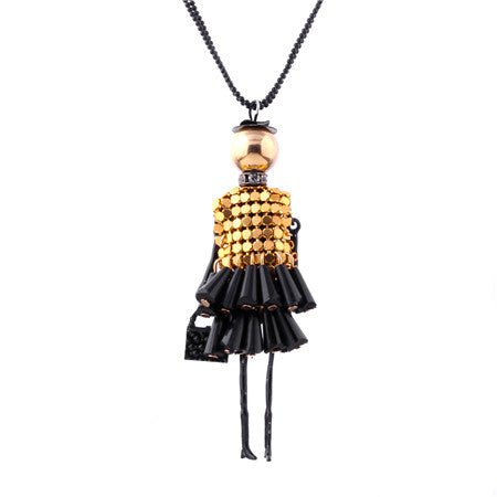 17KM Fashion doll Pendant Necklace Lovely Dress Doll Necklaces & Pendants Maxi collares Women collier Long Necklace colar
