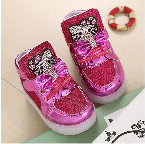 Girls shoes Fashion Sneakers 2016 Spring Brand Led Kids Girls Princess Shoes Sneakers Children Shoes With Light Size 21-30