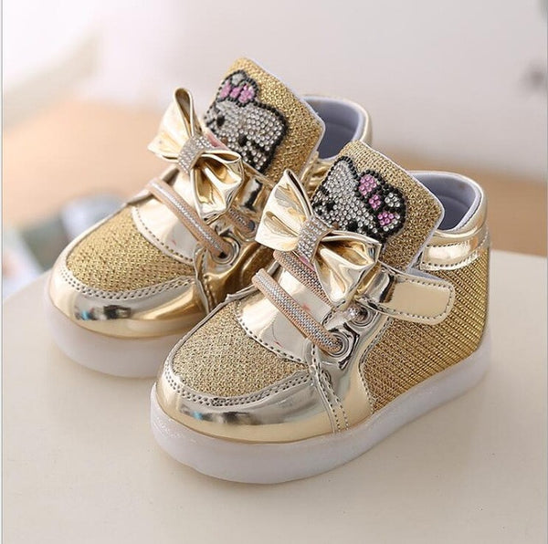 Girls shoes Fashion Sneakers 2016 Spring Brand Led Kids Girls Princess Shoes Sneakers Children Shoes With Light Size 21-30