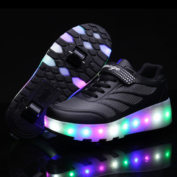 Children Shoes with Led Flashing Lights Kids Roller Skate Shoes with Wheels for Boys Girls Sneakers