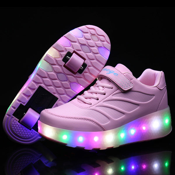 Children Shoes with Led Flashing Lights Kids Roller Skate Shoes with Wheels for Boys Girls Sneakers