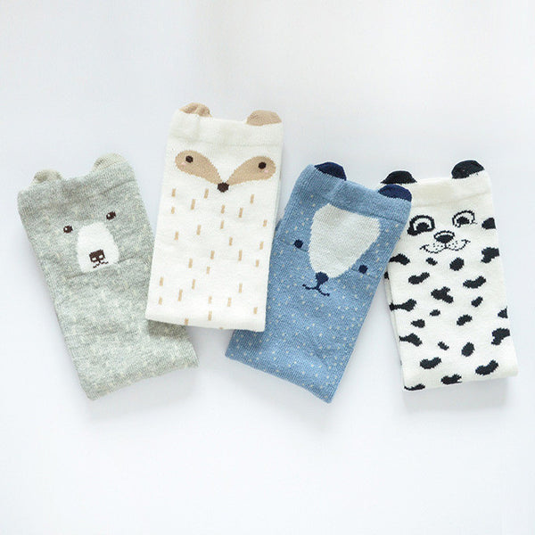 4 Pair/lot Kids Socks Brand kids Boy&Girls Children's Baby Socks Fox Dog Cat 3D Warm Socks 8 Style For 1-6 Year